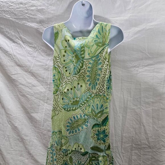 Vintage y2k green patterned cowl neck whimsigoth fairy midi dress - Picture 4 of 5